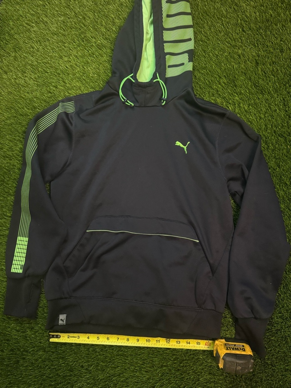 Puma Black Hoodie with Neon Green Accents